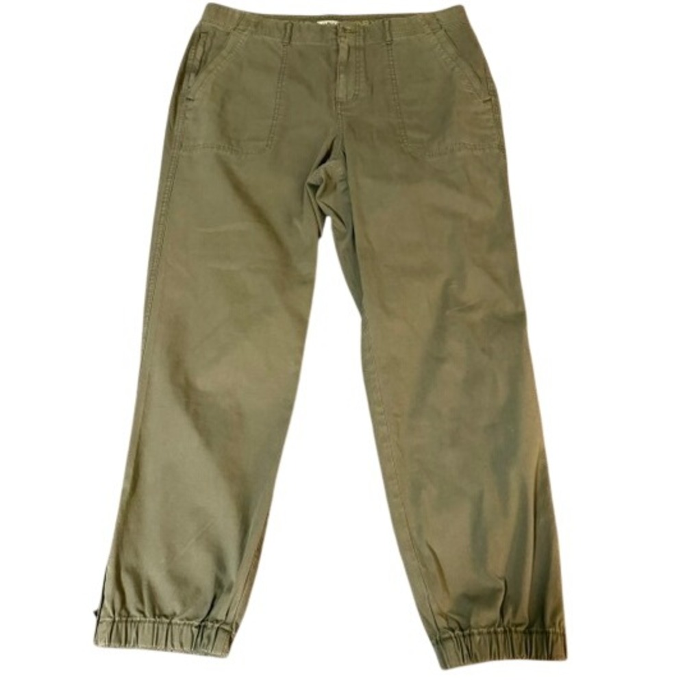 Orvis Jogger Pants Women 16 Olive Green Utility Stretch Ankle Zip Cargo Pocket